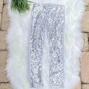 Joyfolie Mia Joy Silver Sequin Leggings Holidays Christmas Size 7
